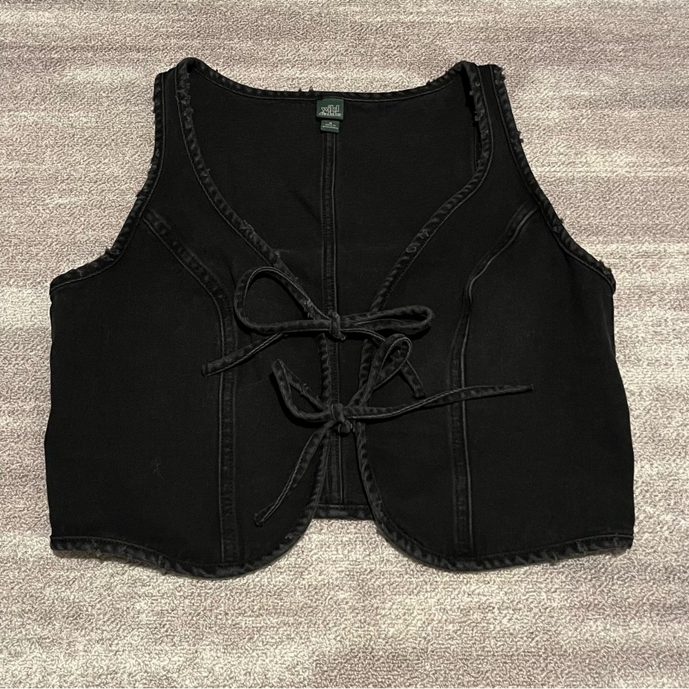 Tie Front Denim Vest